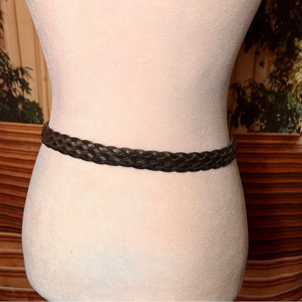 Vintage Gap Leather Braided Brown Belt, Silver Buckle, XL